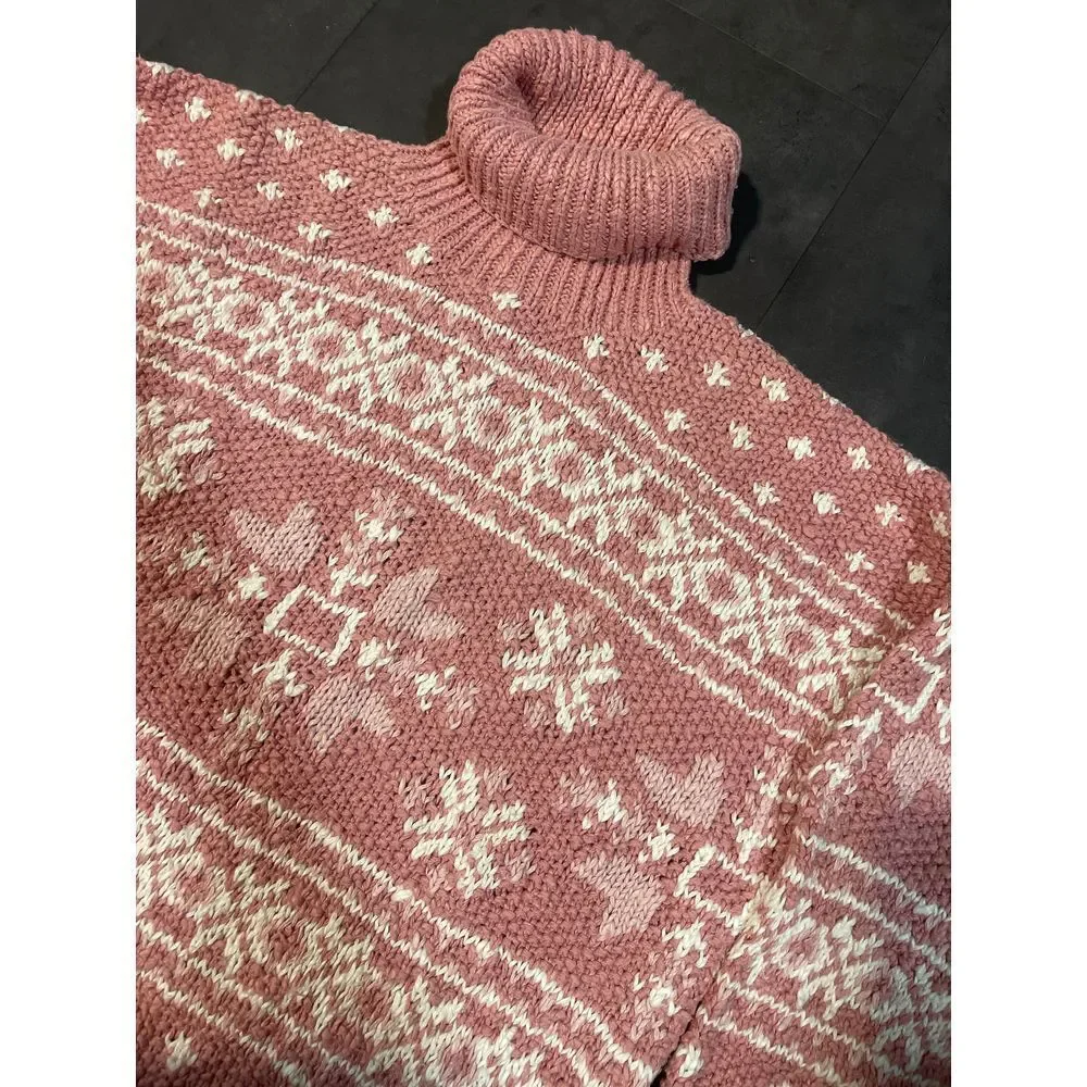 Jones New York Pink Fairisle Knit‎ Sweater - Cozy Winter Fashion B-9